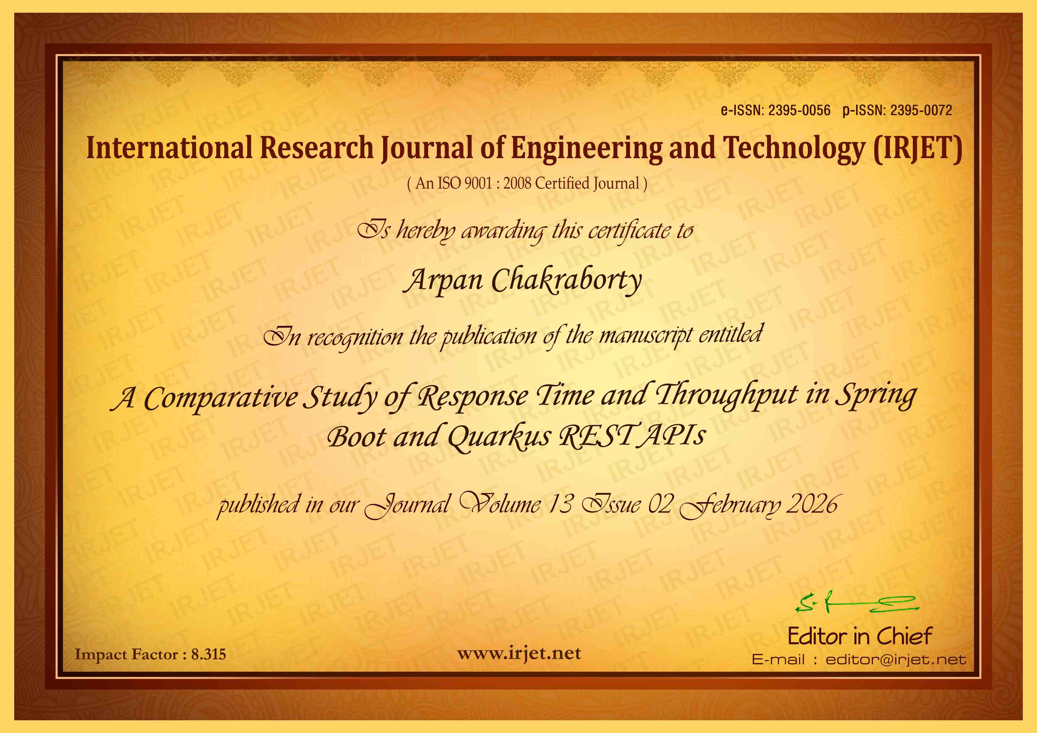 IRJET Publication Certificate